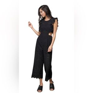 Eyelet cut out jump suit